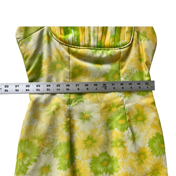 Vintage 1960s Mod Floral Wiggle Dress‎ Ruffle Ruched Bodice Organza Chiffon JS - Picture 11 of 14